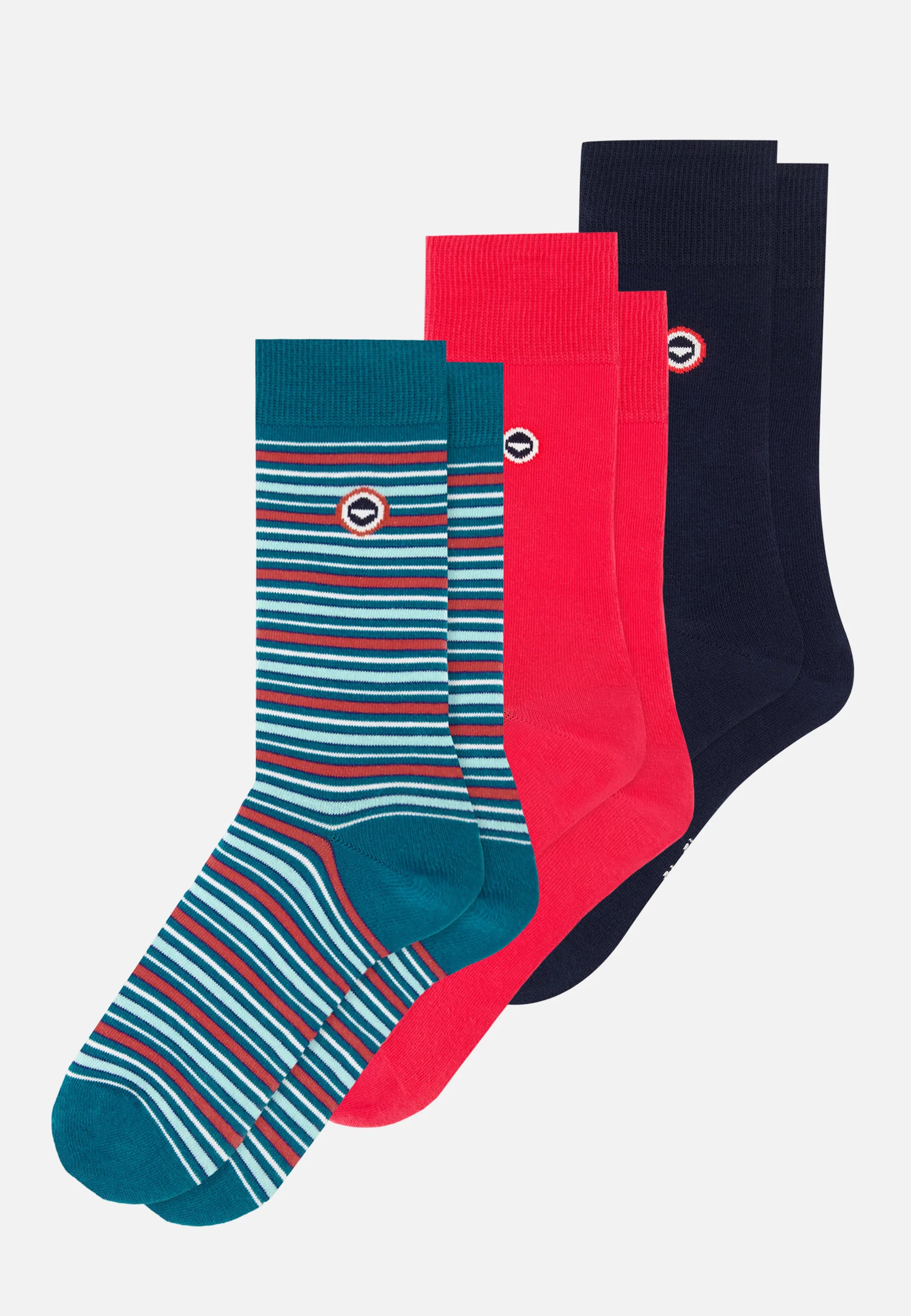 Lot de 3 chaussettes mi-hautes - Chaussettes Rose Cerise Rayures Matelas Rose Marine