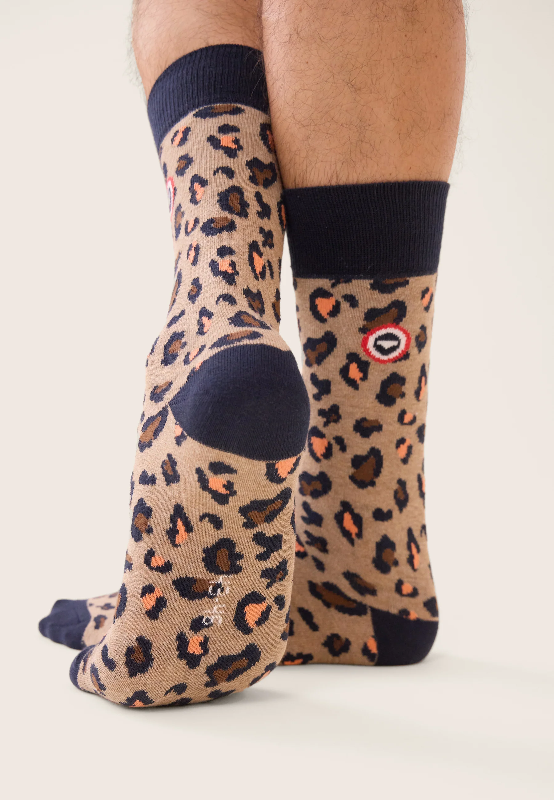 Lot de 3 chaussettes mi-hautes en coton - Chaussettes Léopard Marine Orange Corail Marine - Image 5