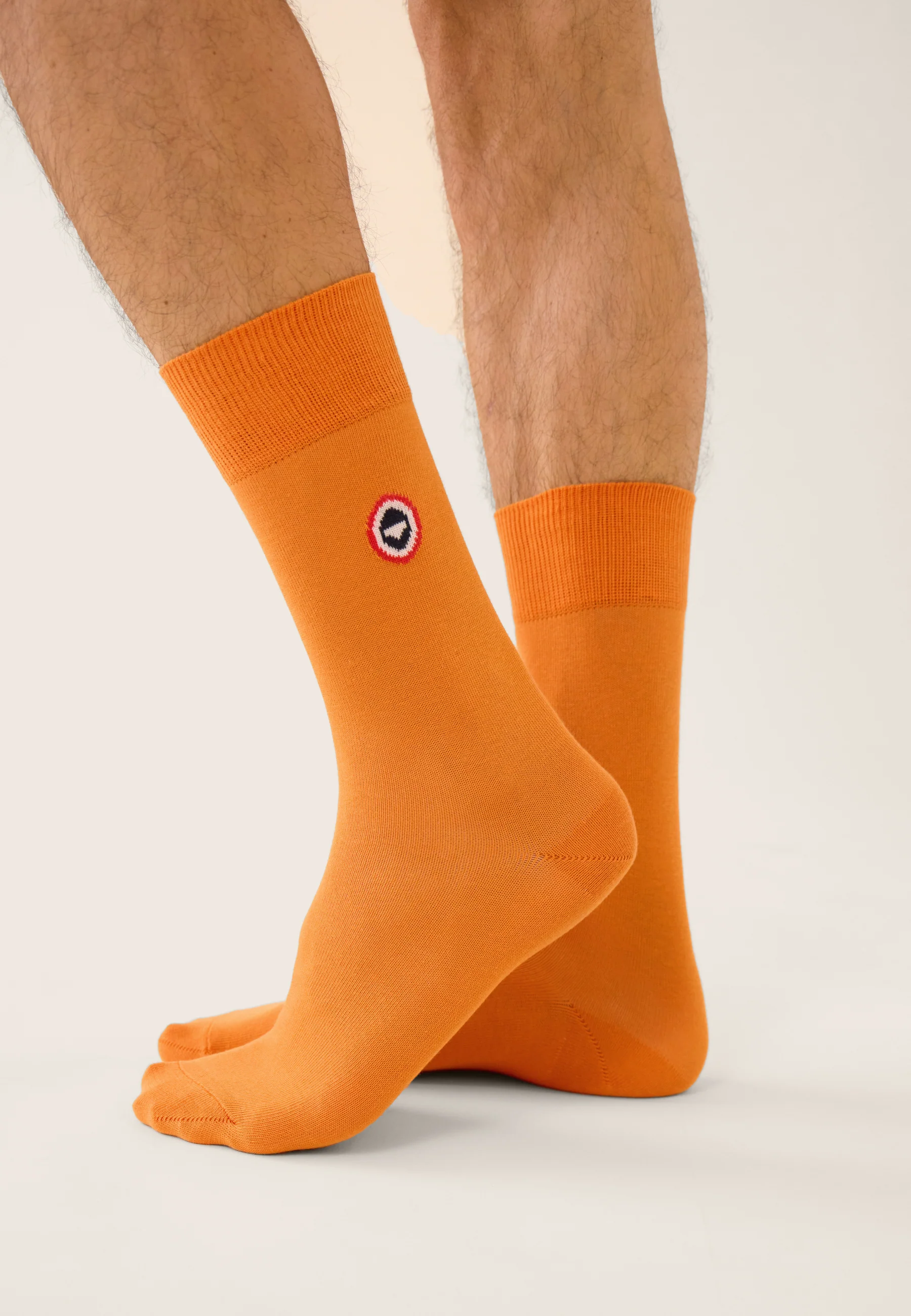 Lot de 3 chaussettes mi-hautes en coton - Chaussettes Rayures Kaki Veronese Orange Marine - Image 3