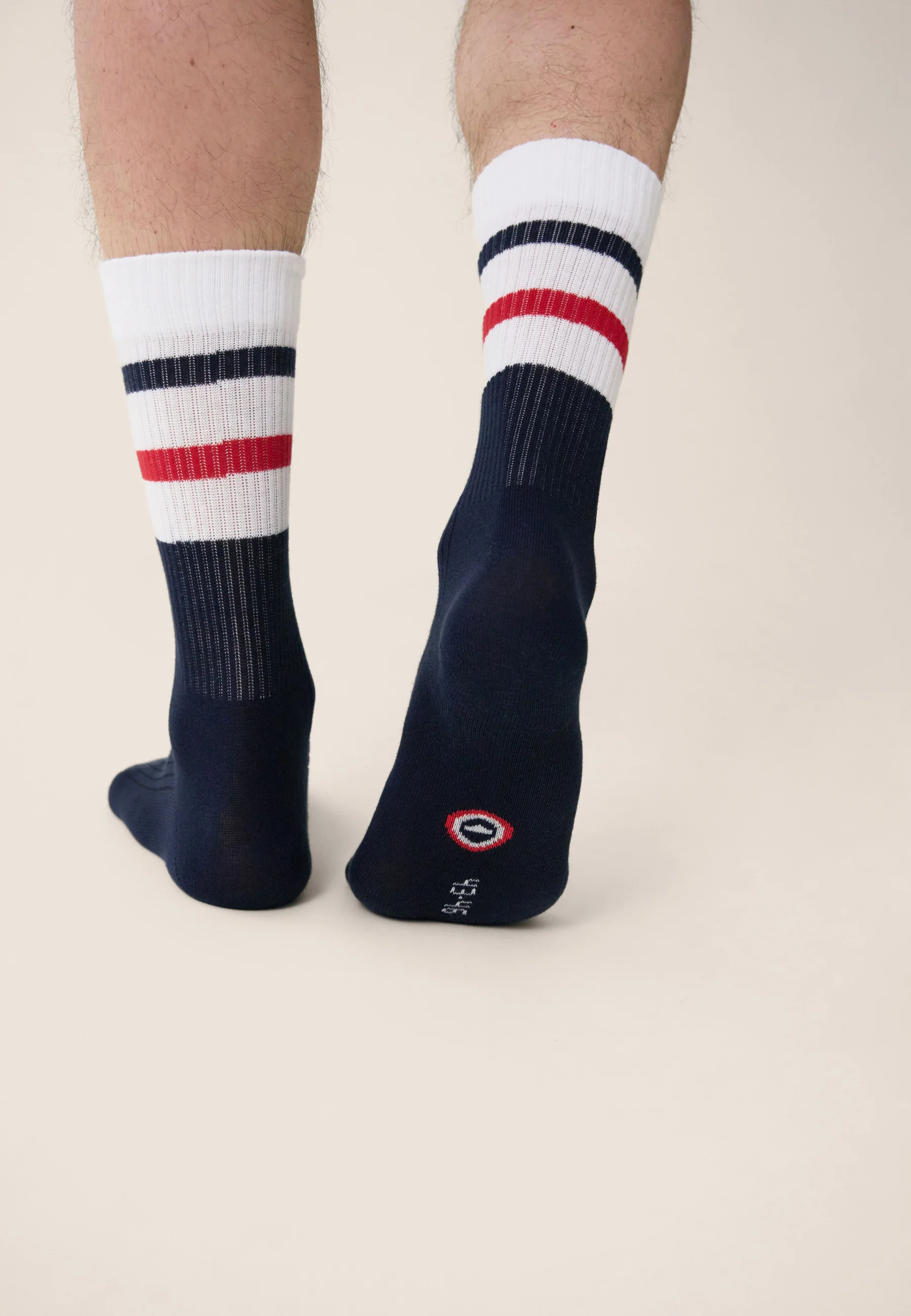 Lot de 2 chaussettes mi-hautes en coton - Chaussettes Marine Blanc Rouge - Image 4