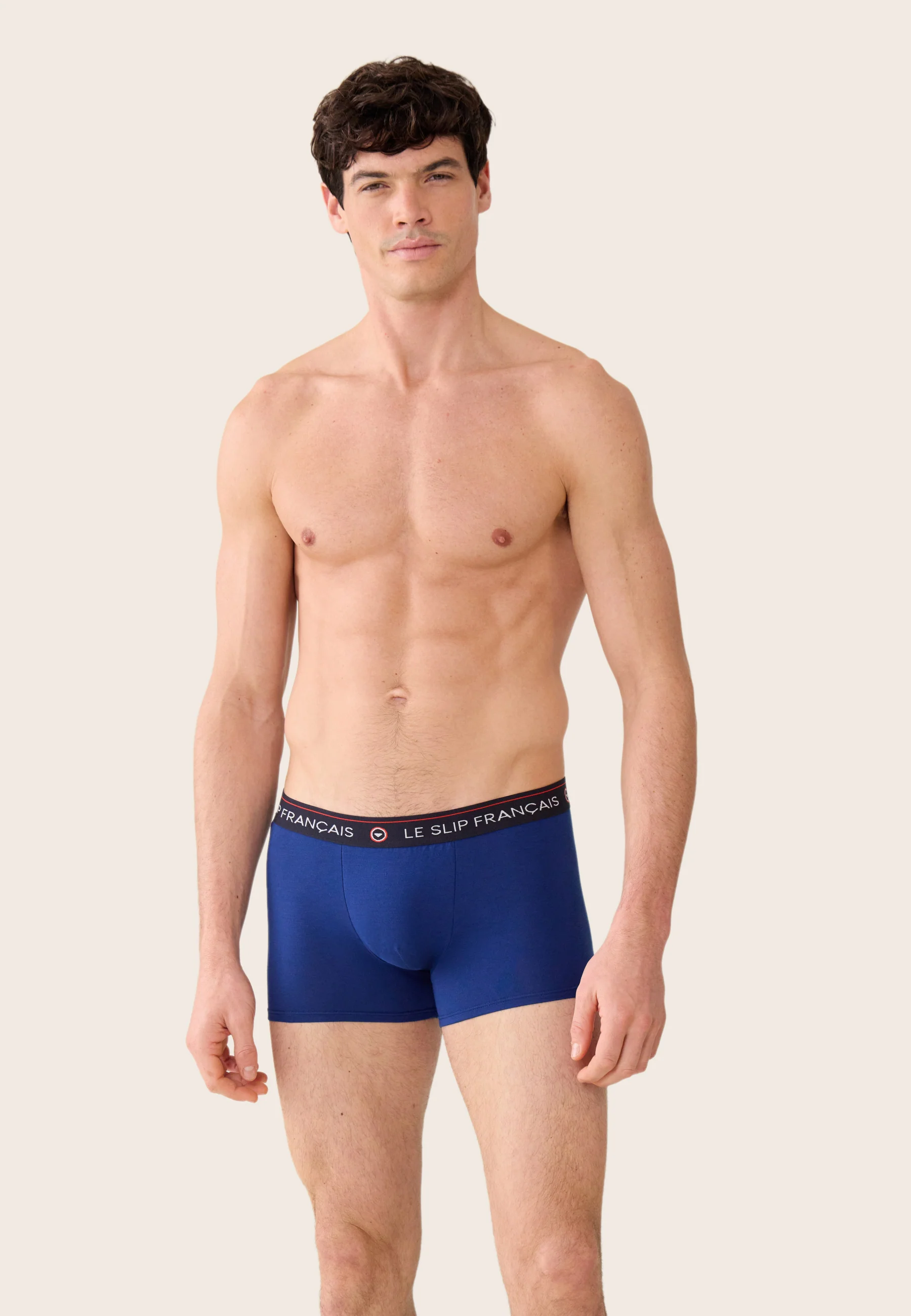 Lot de 5 boxers longs en coton - Boxers Longs Marinière Marine Indigo Noir Gris Chiné - Image 4