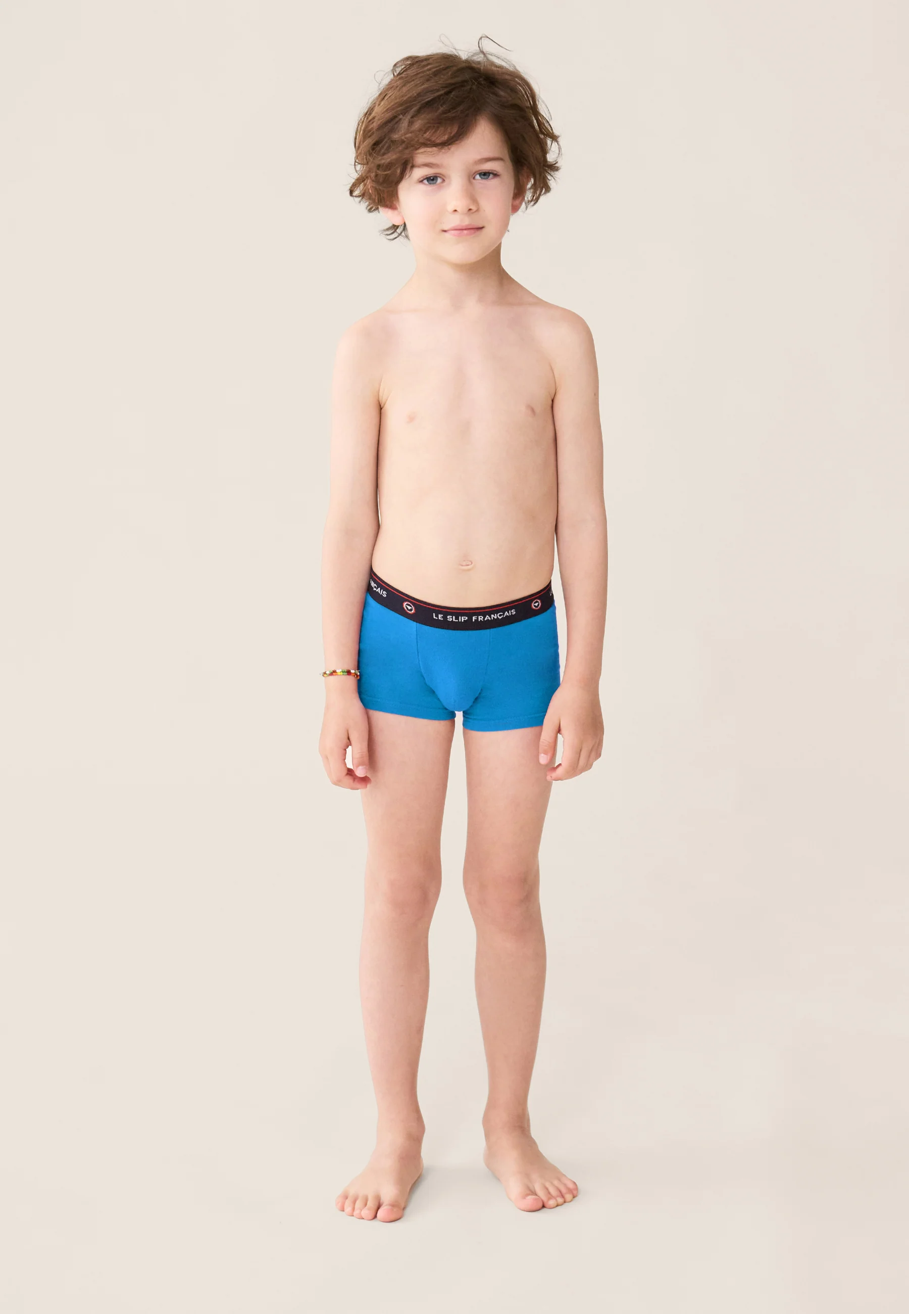 Lot de 7 boxers enfants en coton - Boxers Blanc Confetti Bleu Nautique Marine Marinière Bleu Jean Bleu Fluo - Image 4