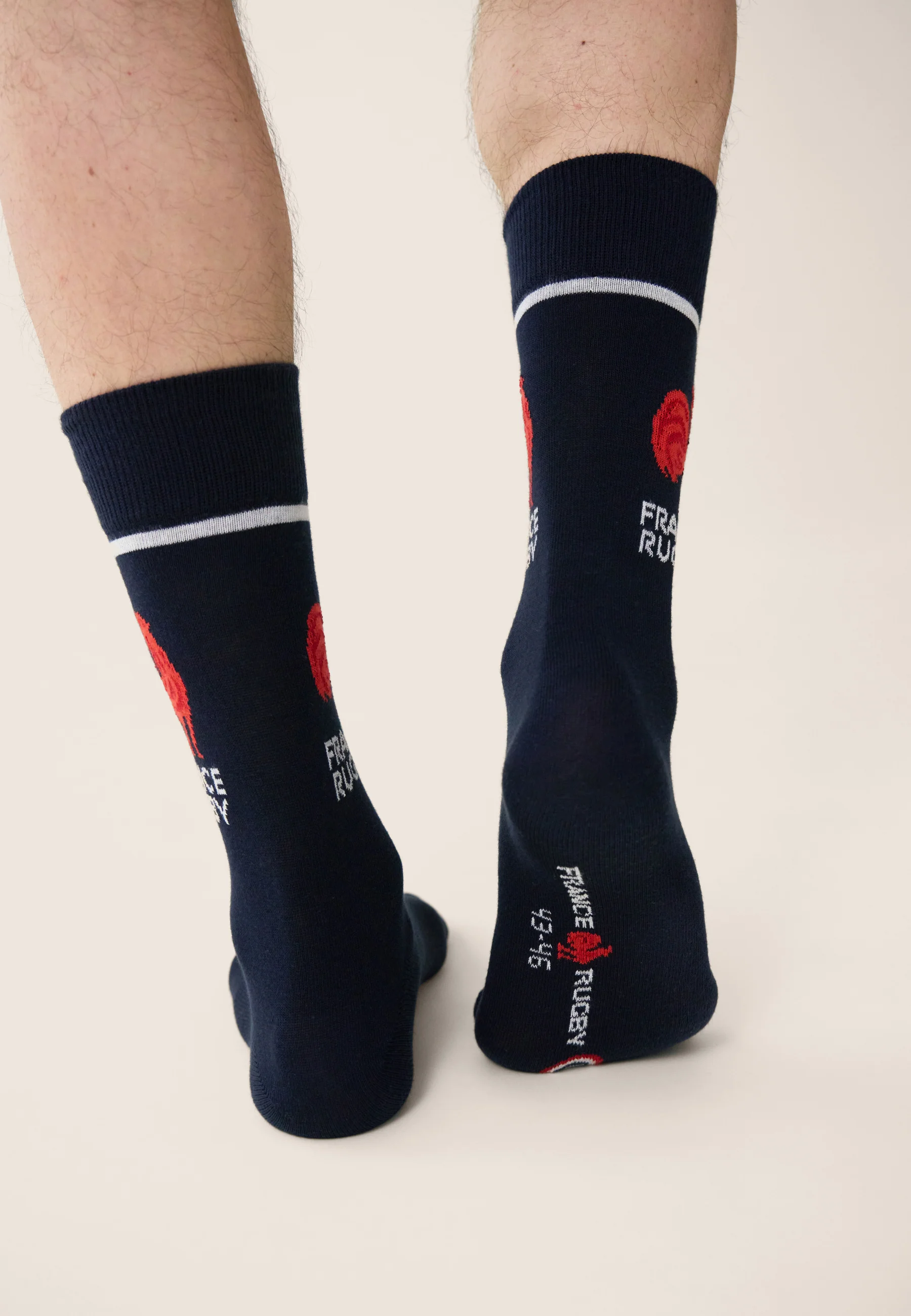Chaussettes mi-hautes en coton - Lucas France Rugby Marine - Image 3