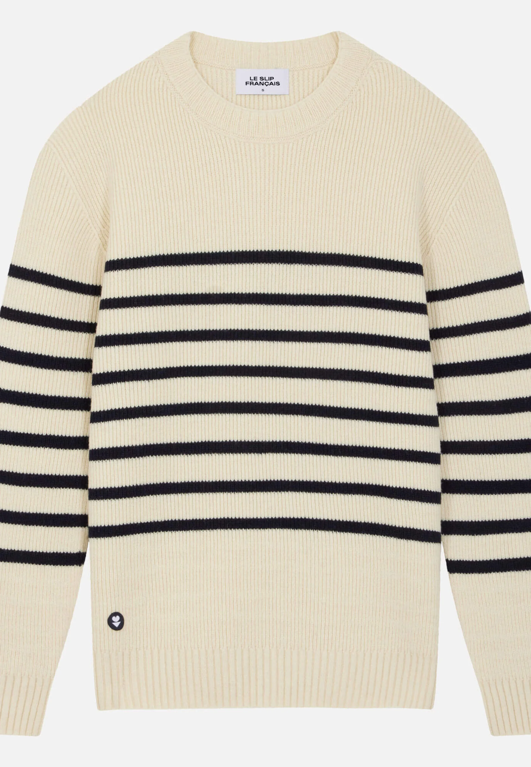 Pull mixte en laine française - Lude Marinière Ecru Marine - Image 18