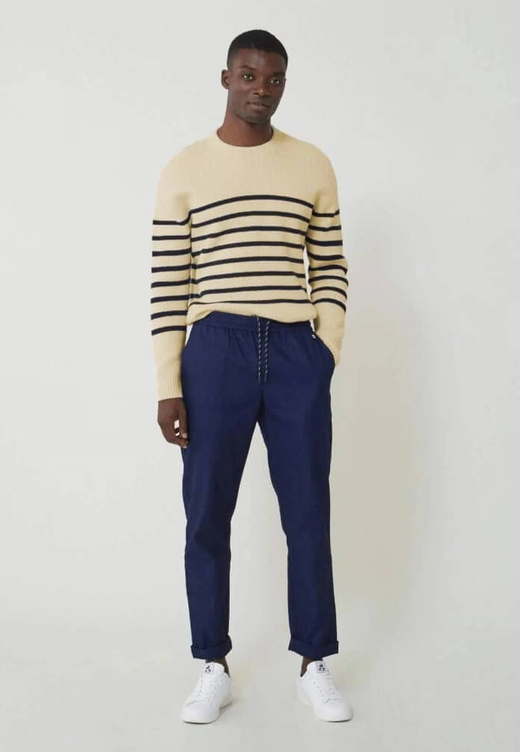 Pull mixte en laine française - Lude Marinière Ecru Marine - Image 5