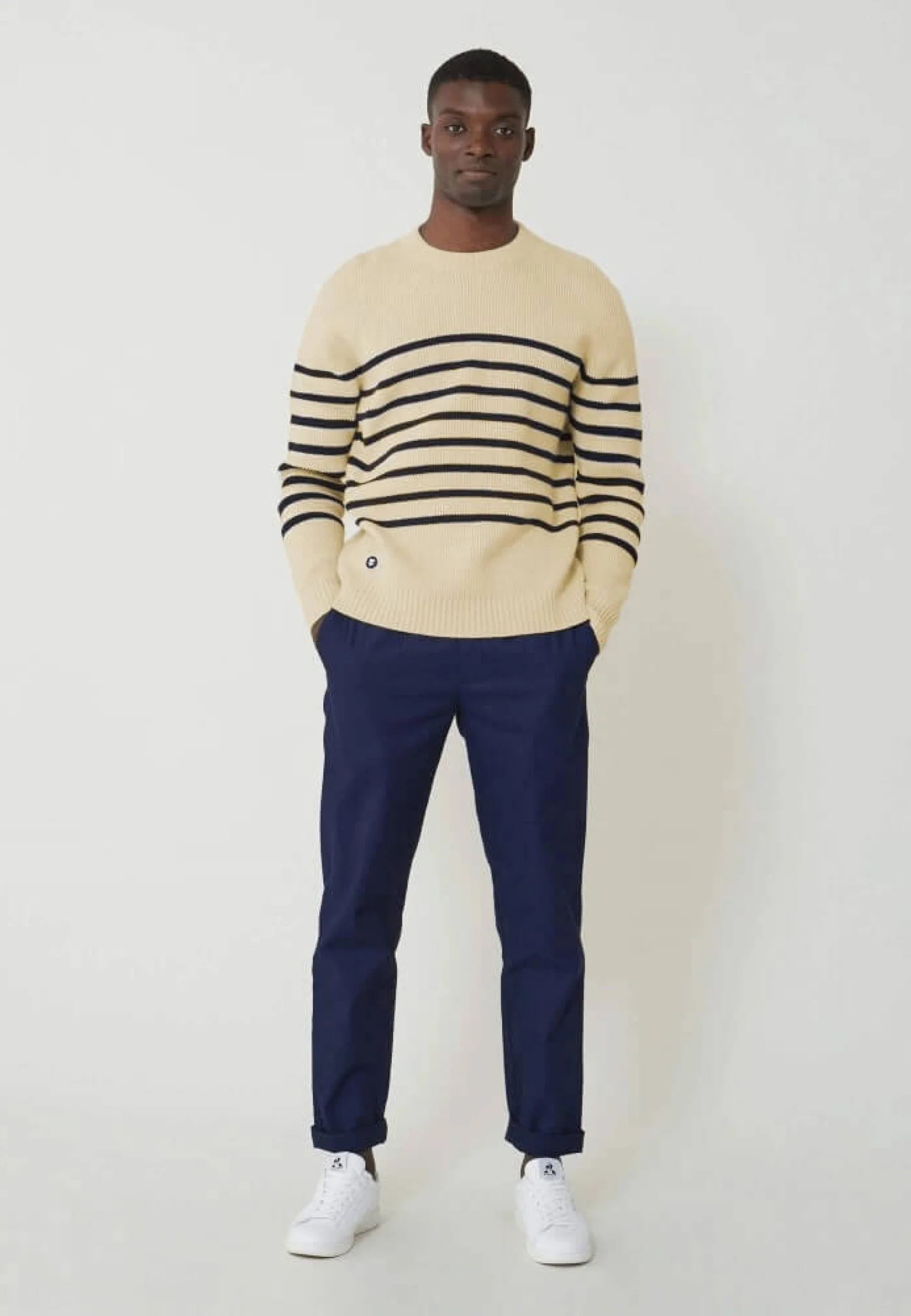 Pull mixte en laine française - Lude Marinière Ecru Marine - Image 7