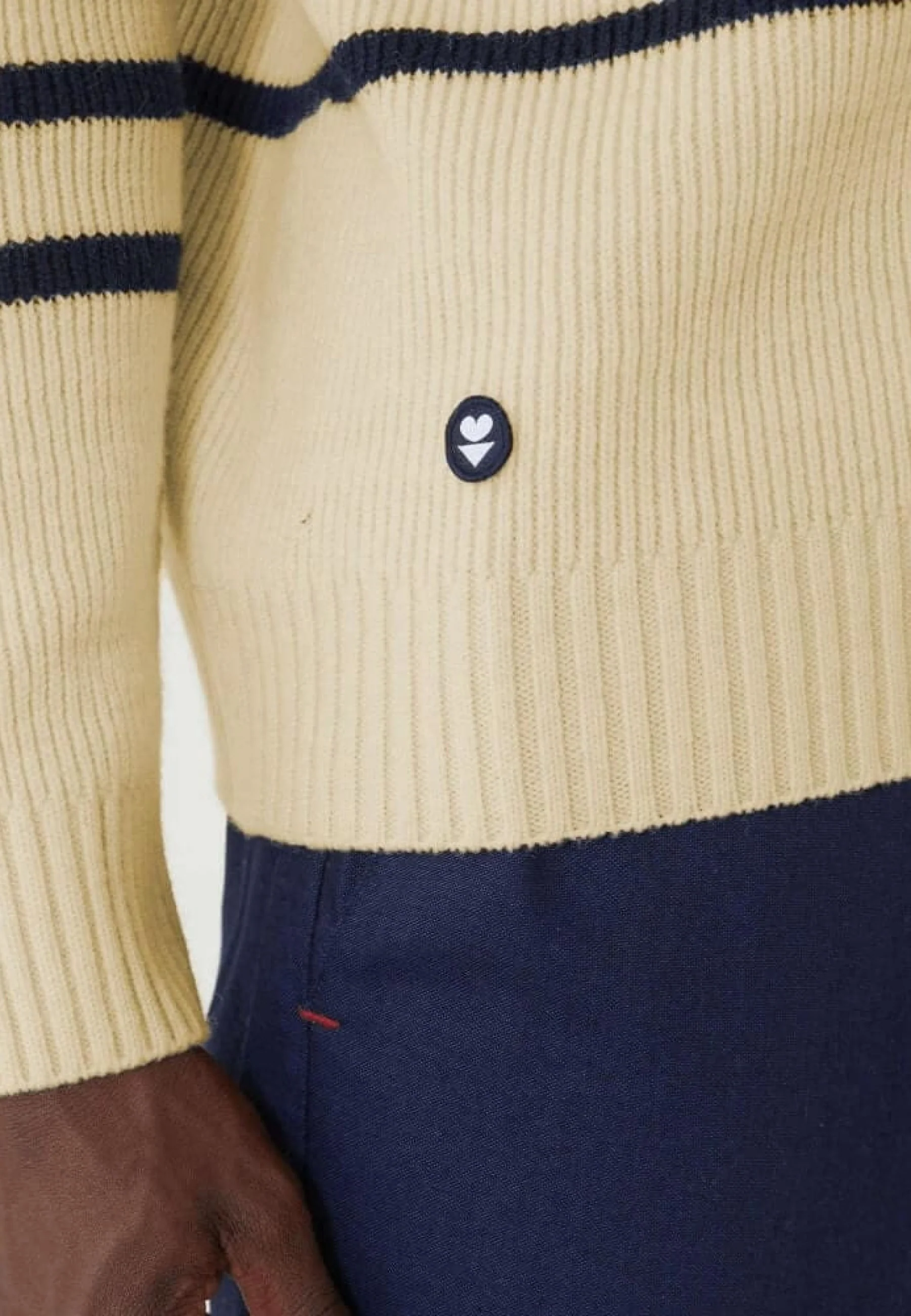 Pull mixte en laine française - Lude Marinière Ecru Marine - Image 9