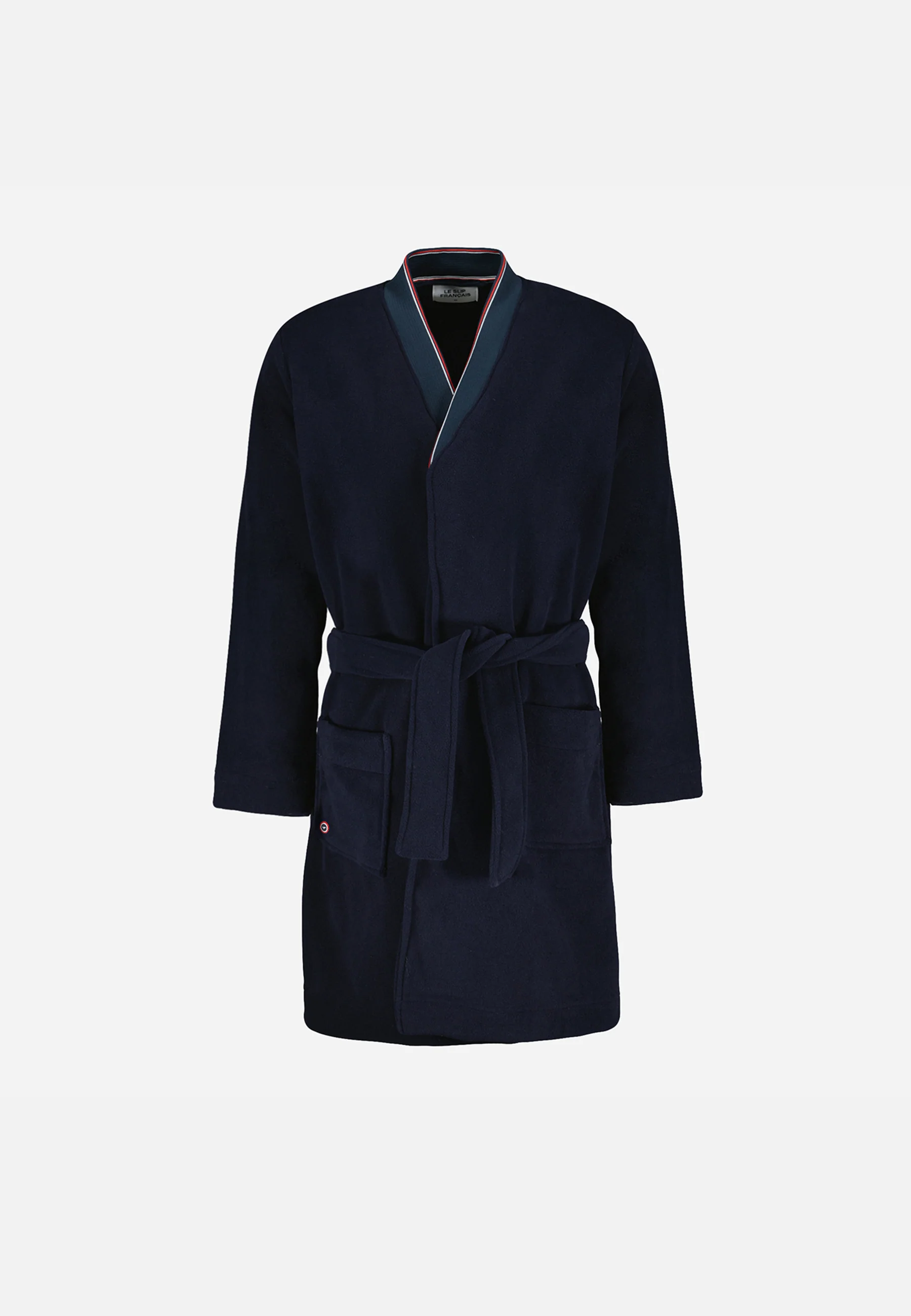 Robe de chambre chaude homme bleu marine avec col classique - Maxime Marine - Image 6