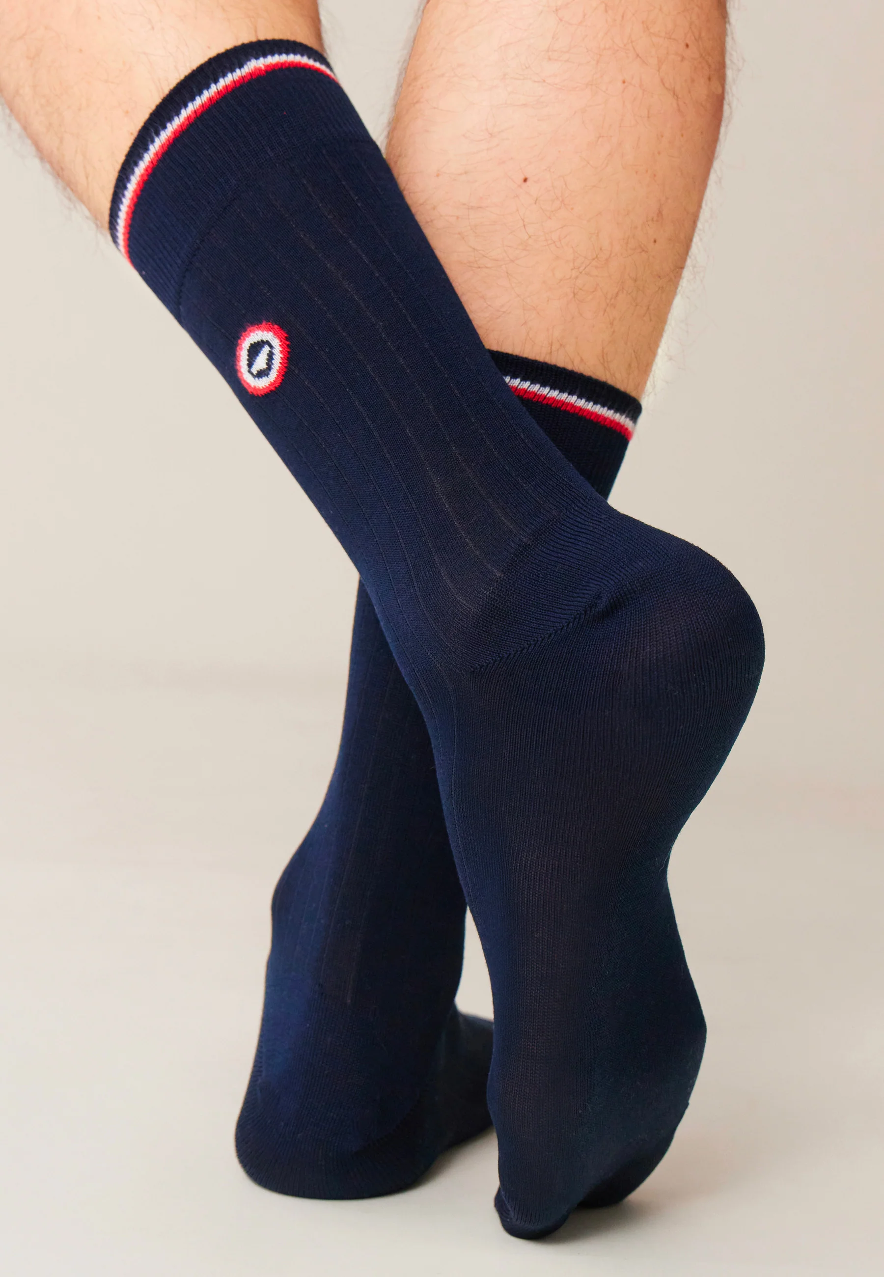 Chaussettes mi-hautes bleu marine en fil d'Écosse - Nessy Bleu - Image 3
