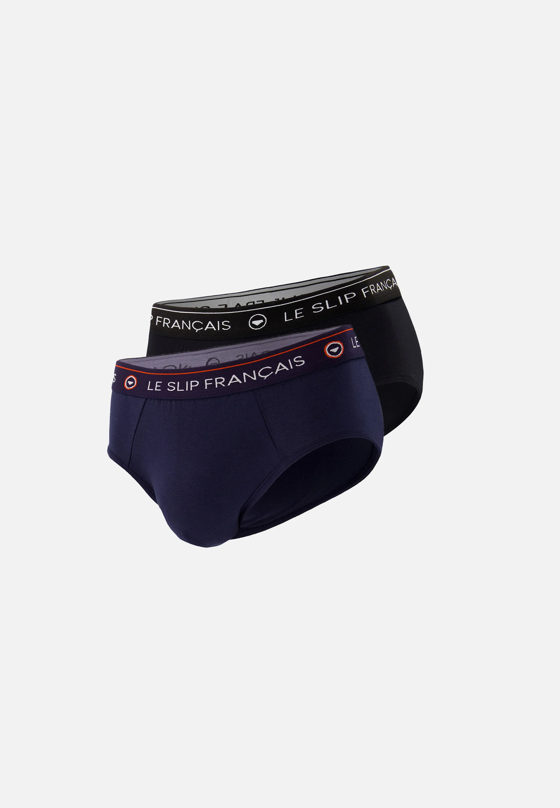 Lot de 2 slips noir et bleu marine en coton - Slips Noir et Bleu Marine