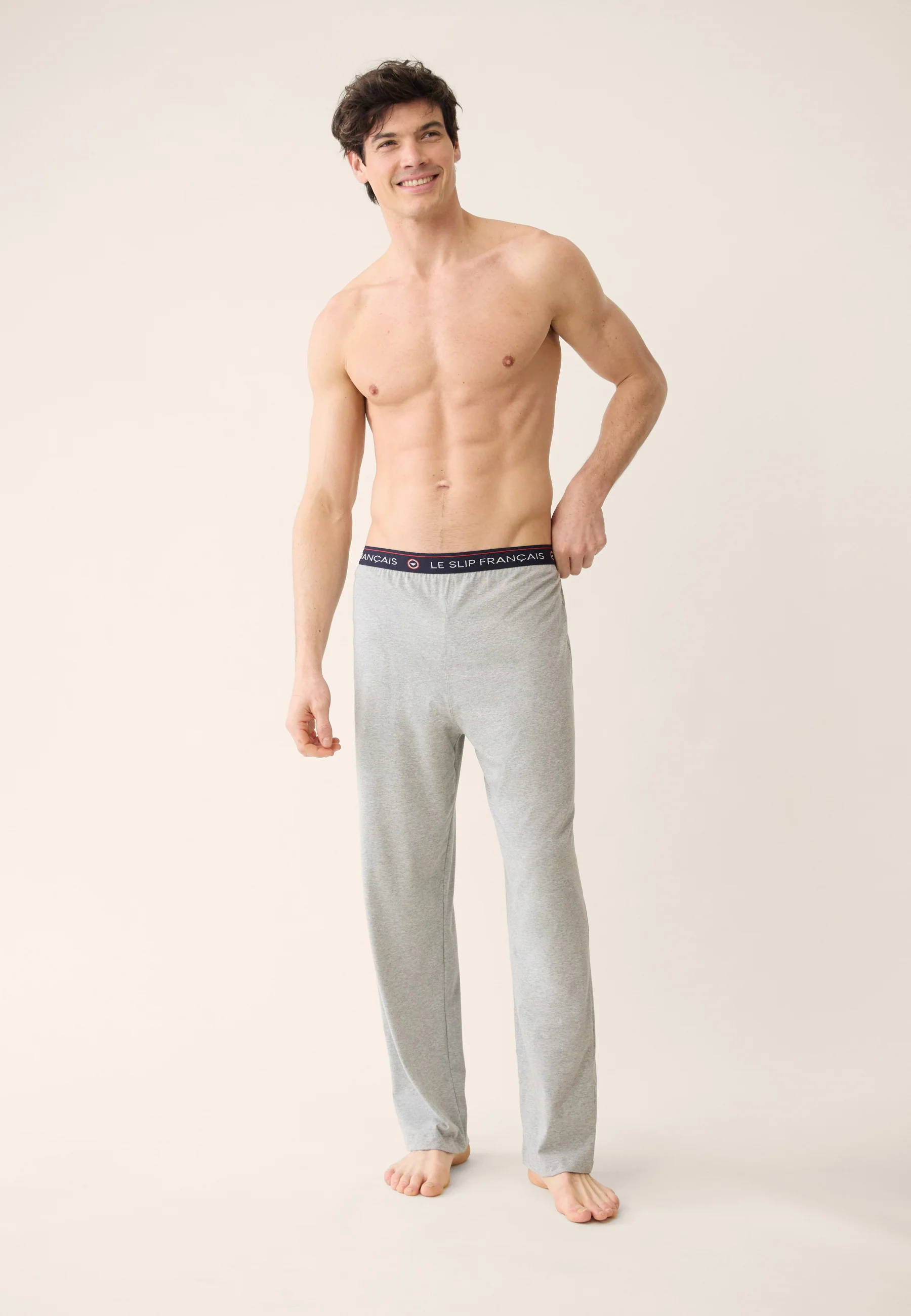 Ensemble pyjama haut bleu marine et pantalon gris en coton - Pyjama haut manches courtes formidable Marine et bas de pyjama long indomptable Gris - Image 3