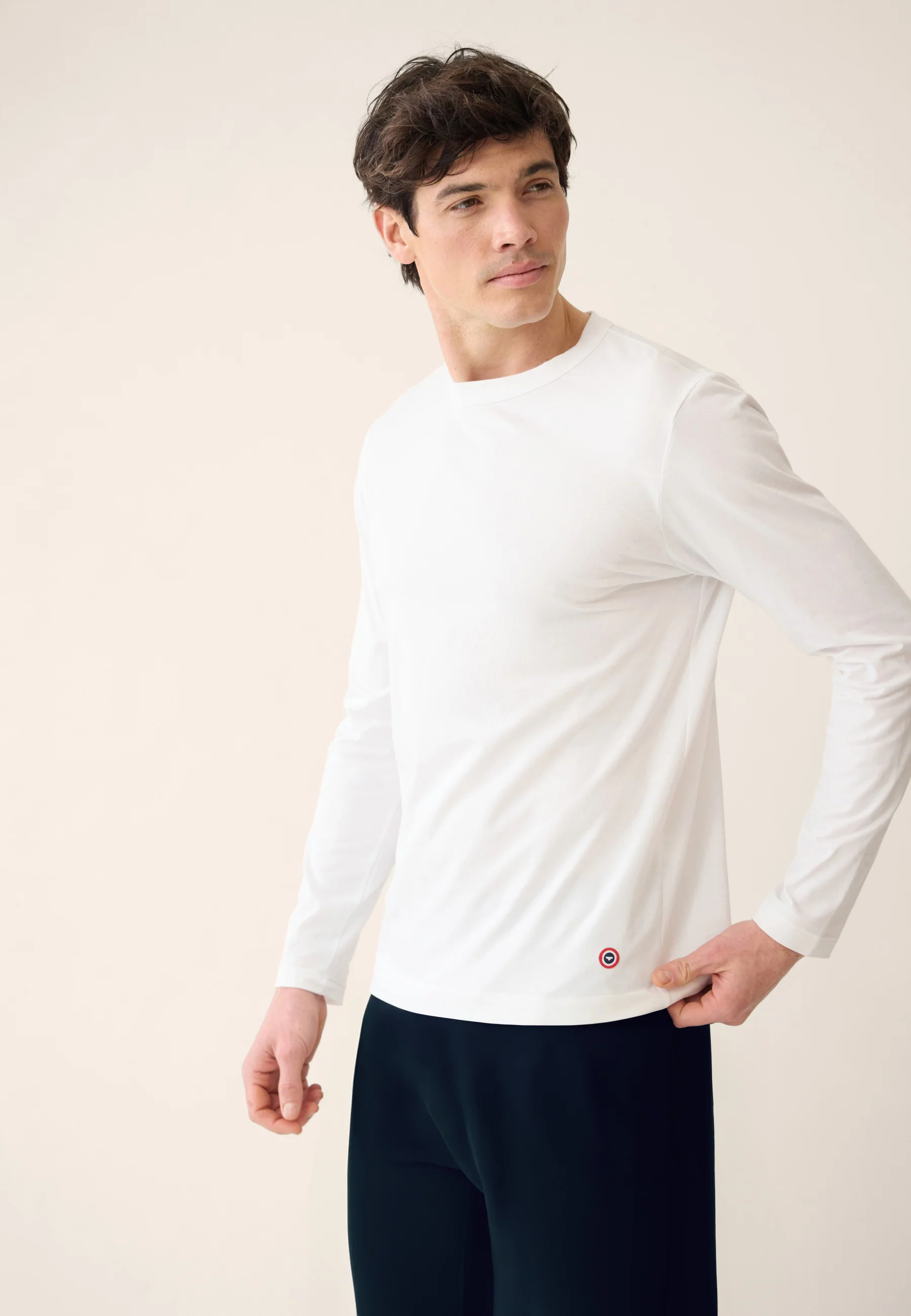 Ensemble pyjama haut blanc et pantalon marine en coton - Pyjama haut manches longues superbe Blanc et bas de pyjama long indomptable Marine - Image 2
