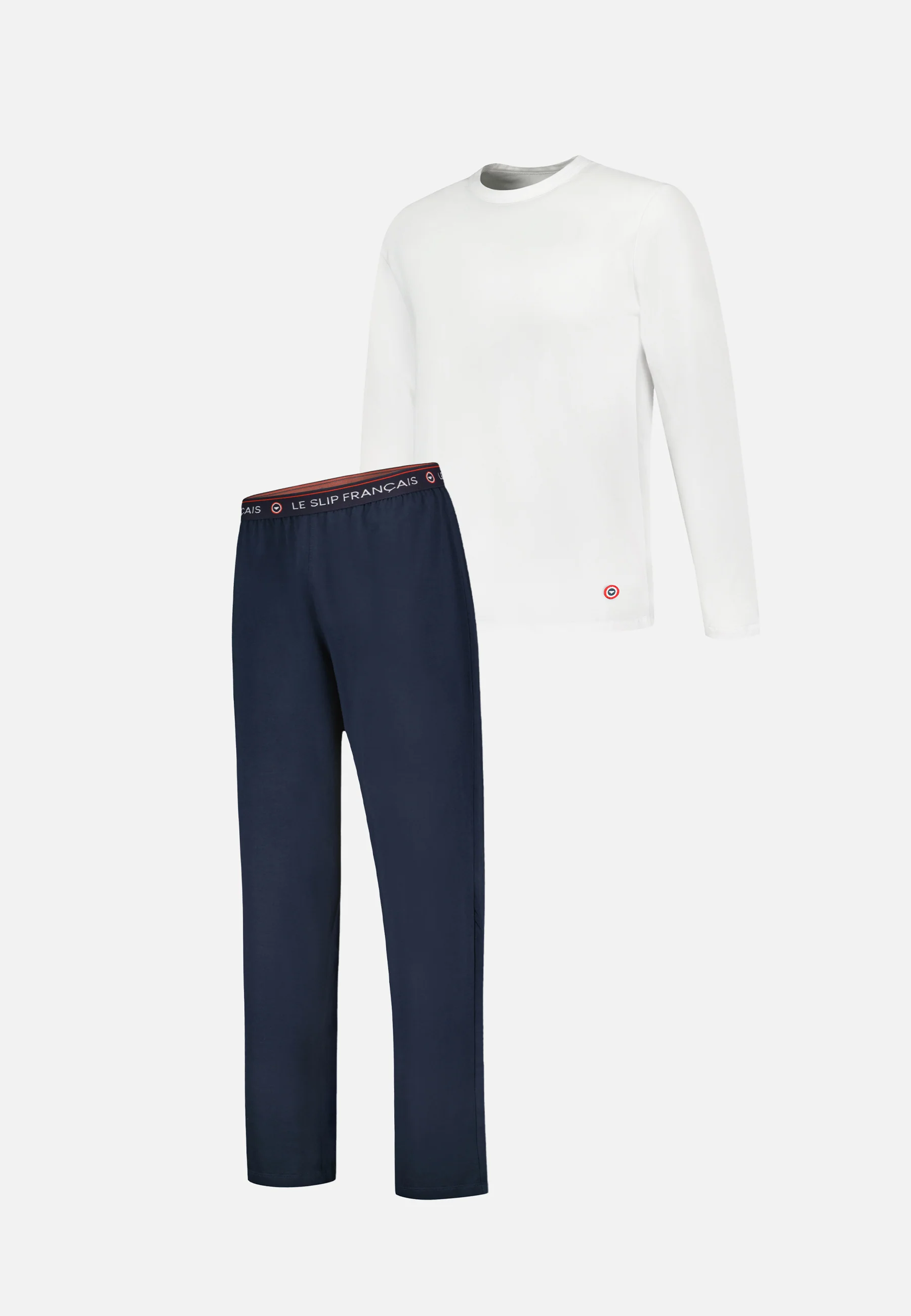 Ensemble pyjama haut blanc et pantalon marine en coton - Pyjama haut manches longues superbe Blanc et bas de pyjama long indomptable Marine - Image 6
