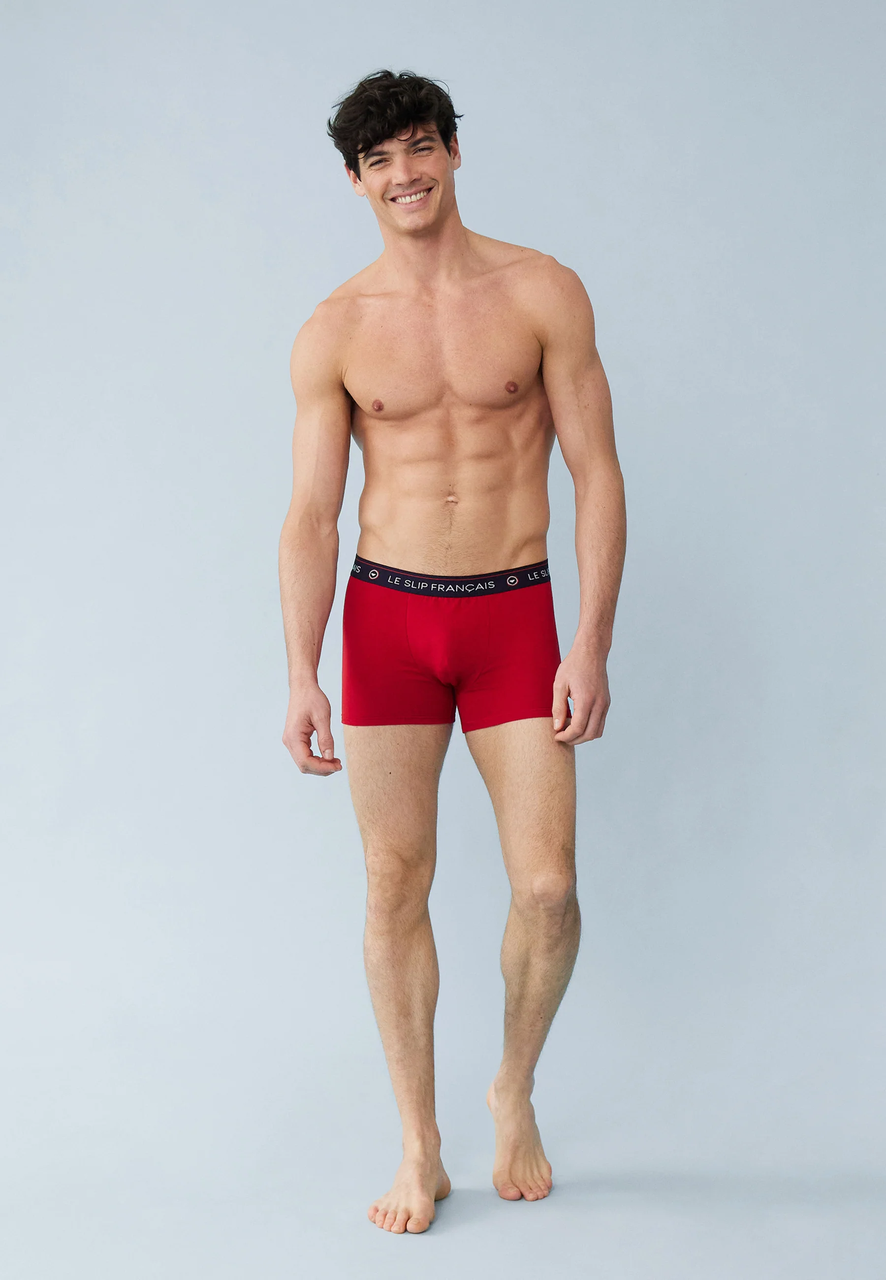 Lot de 4 boxers en coton - Boxers Bleu Marine Gris Chiné Rouge Noir - Image 5