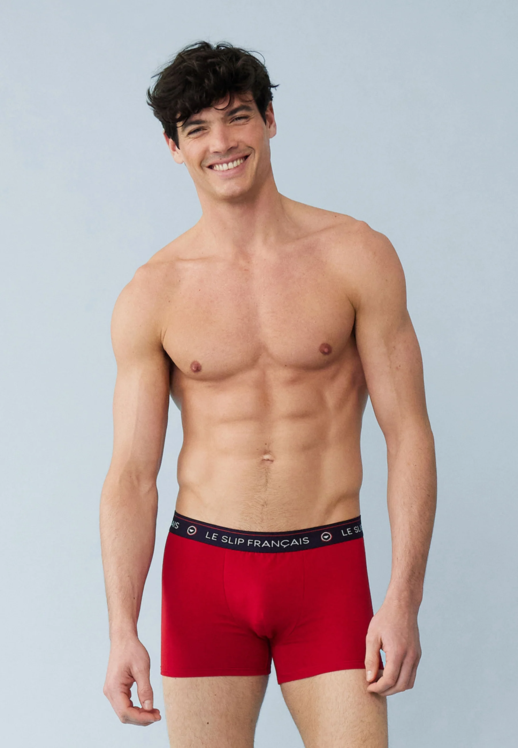 Lot de 4 boxers en coton - Boxers Bleu Marine Marinière Blanc Rouge - Image 6