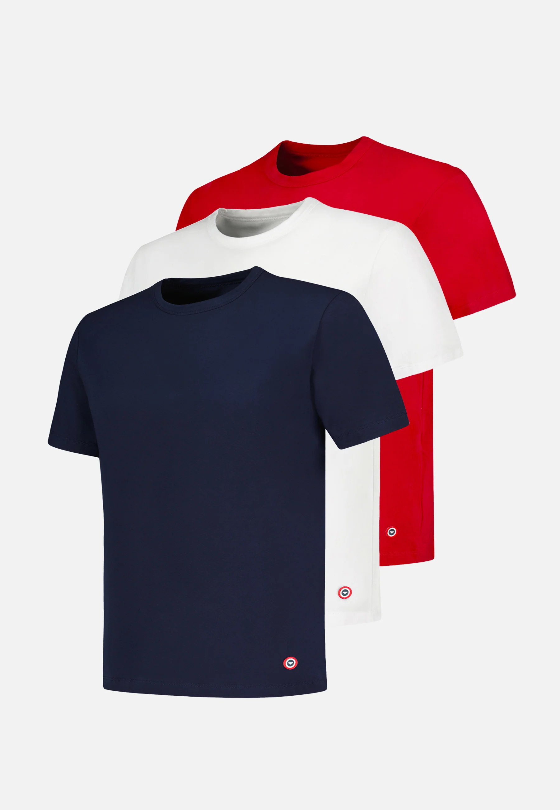 Lot de 3 T-shirts manches courtes en coton - T-shirts manches courtes Formidable Marine Blanc Rouge