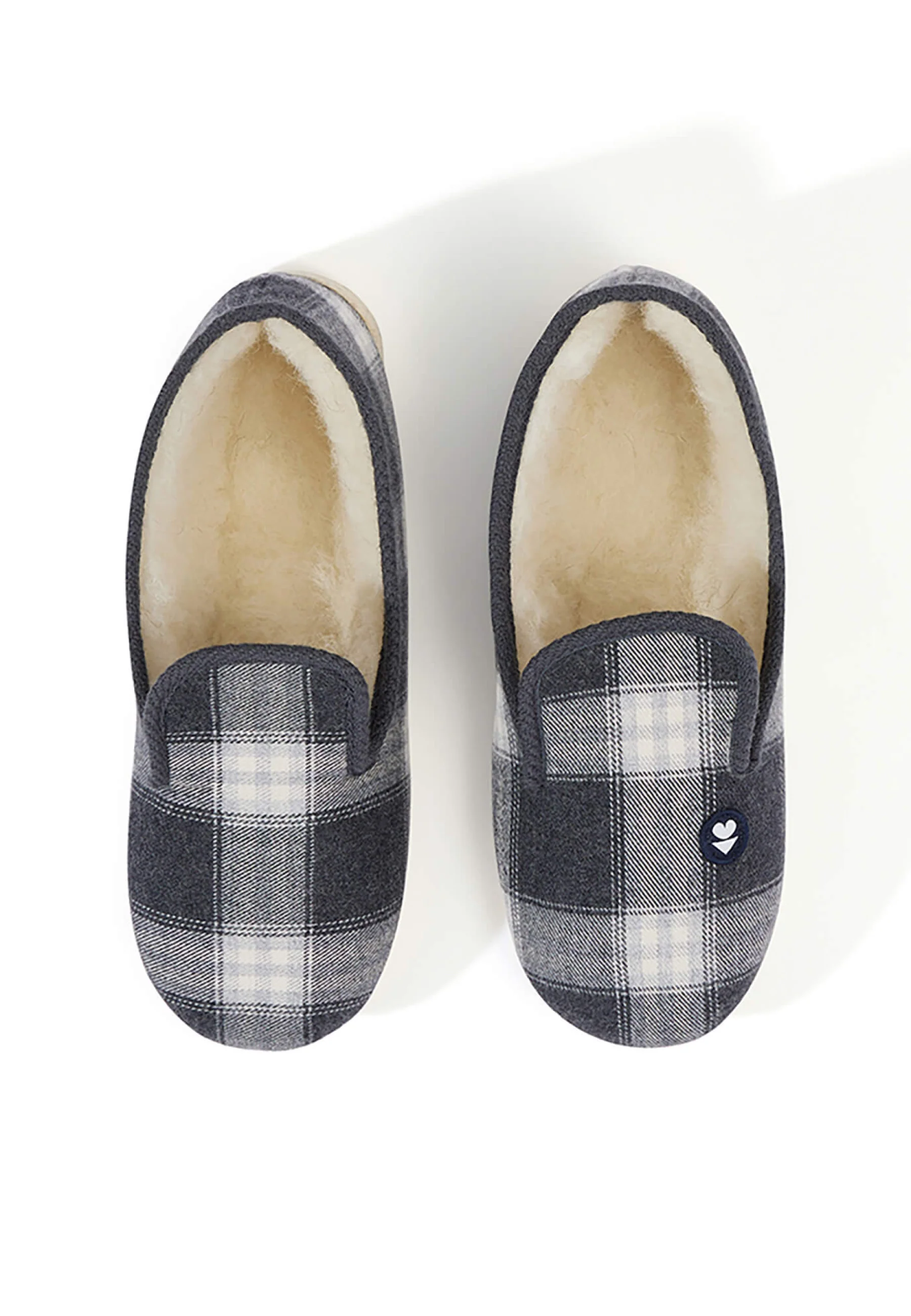 Chaussons d'intérieur en laine - Pantoufles Tartan Gris - Image 2