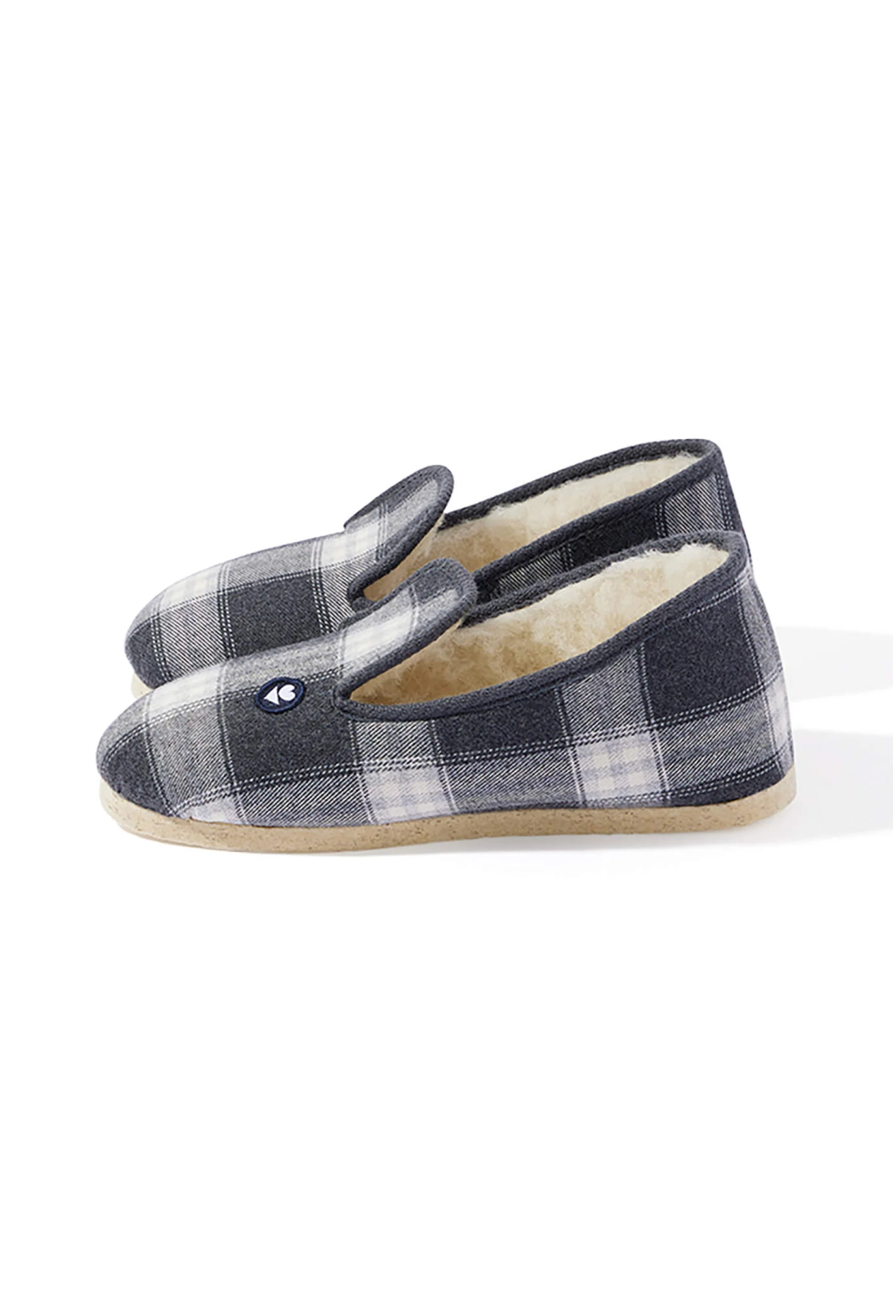 Chaussons d'intérieur en laine - Pantoufles Tartan Gris - Image 3