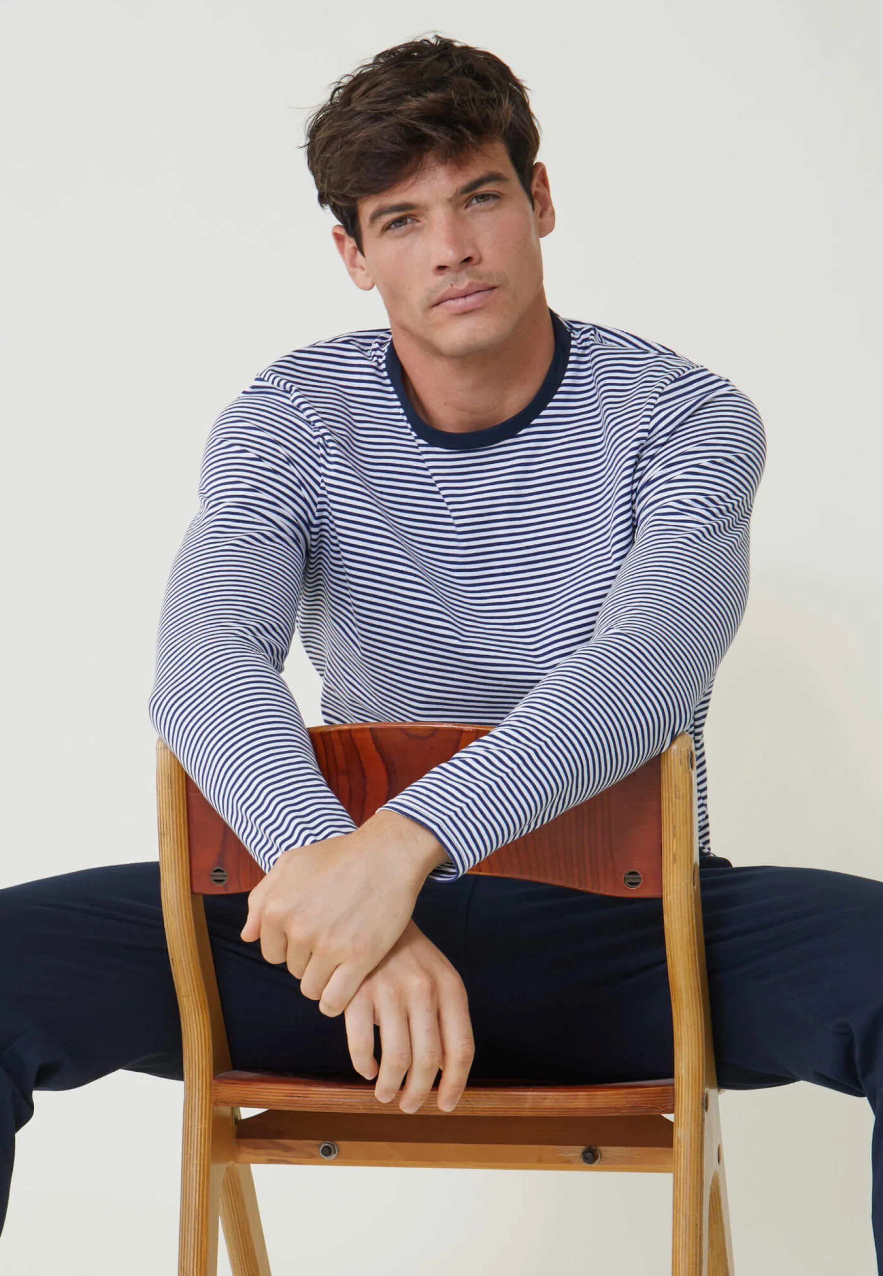 Ensemble pyjama haut marinière et pantalon bleu marine en coton - Pack Jeason Ml Marine Mariniere Marine - Image 5