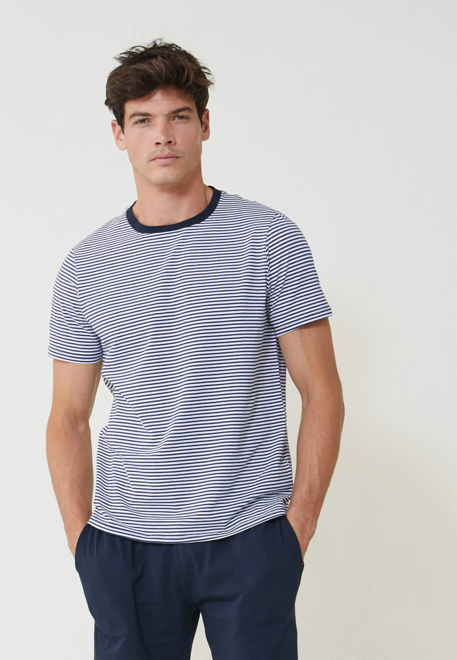 Ensemble pyjama haut marinière et short bleu marine en coton - Pack Jeason manches courtes Marinière Marine - Image 5