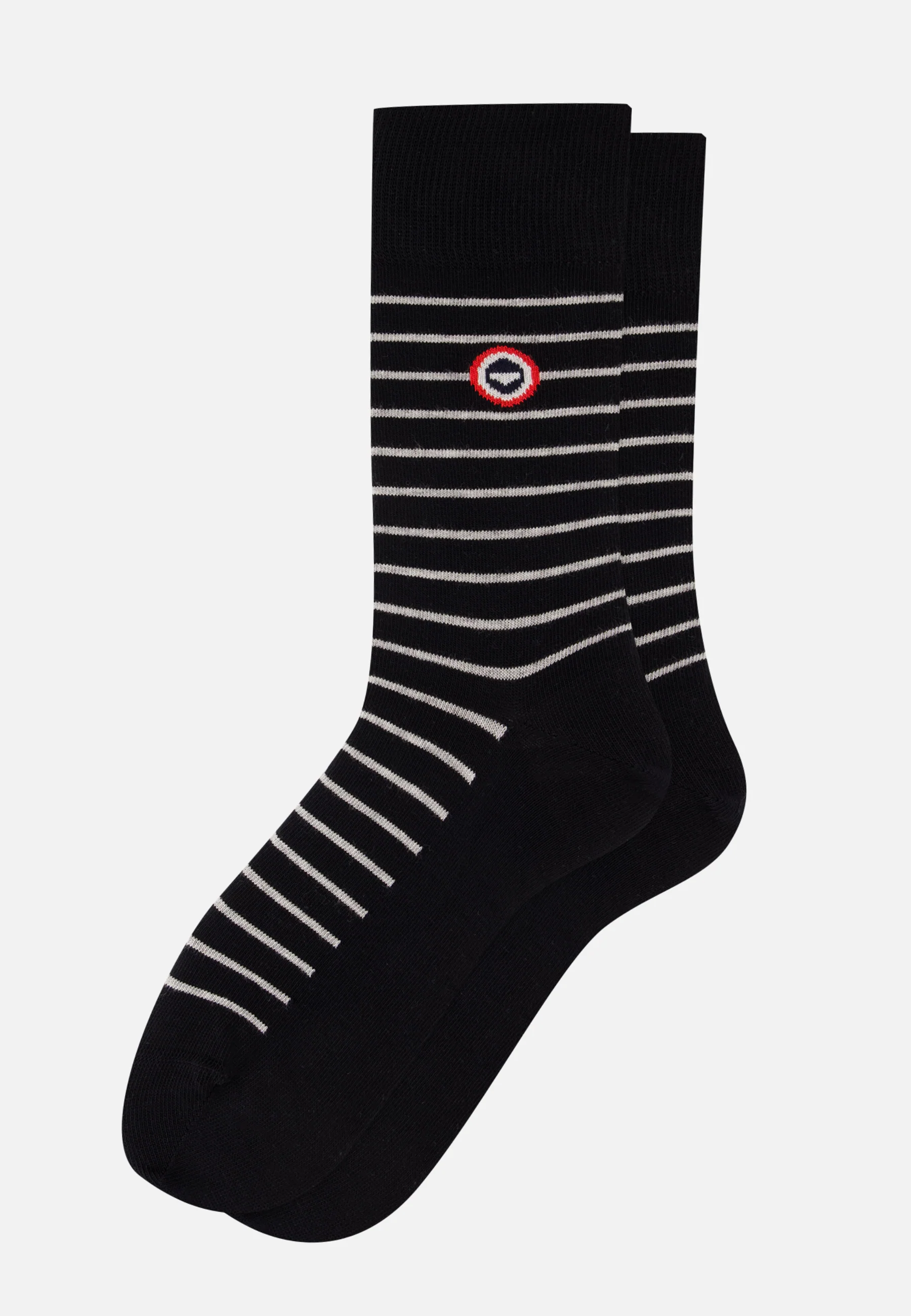 Chaussettes mi-hautes noires à rayures grises - Robuste Noir Rayures Gris Clair