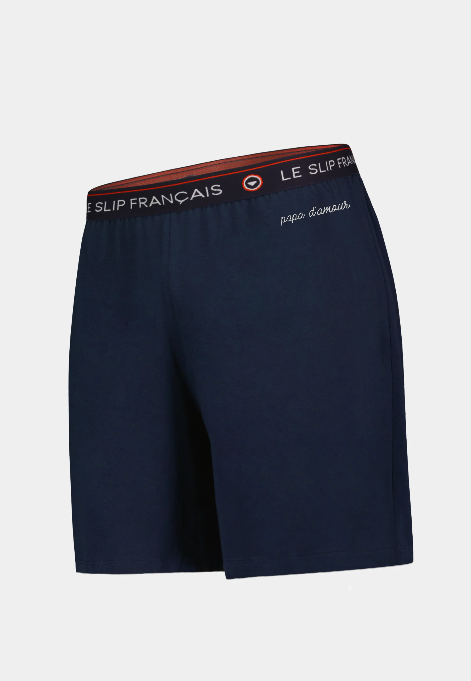 Bas de pyjama court bleu en coton - Invincible Marine Brodé Papa D'Amour