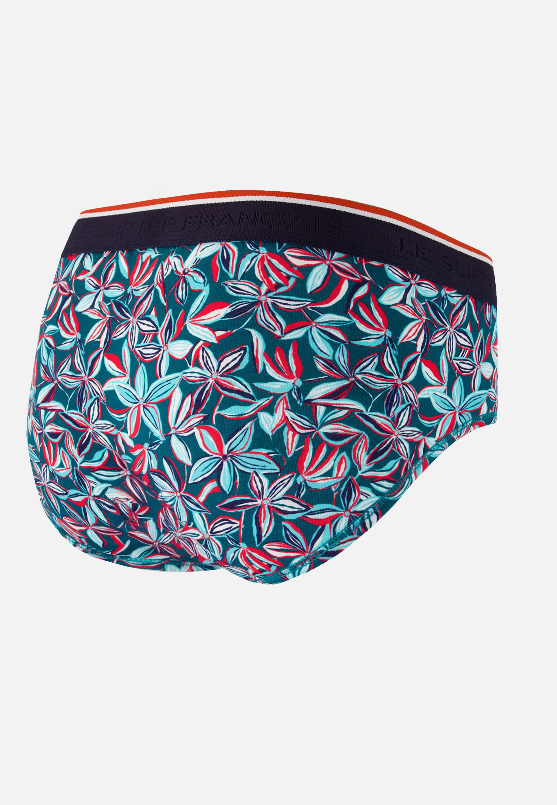 Slip bleu à motif jasmin en coton - Terrible Jasmin Bleu Canard - Image 6