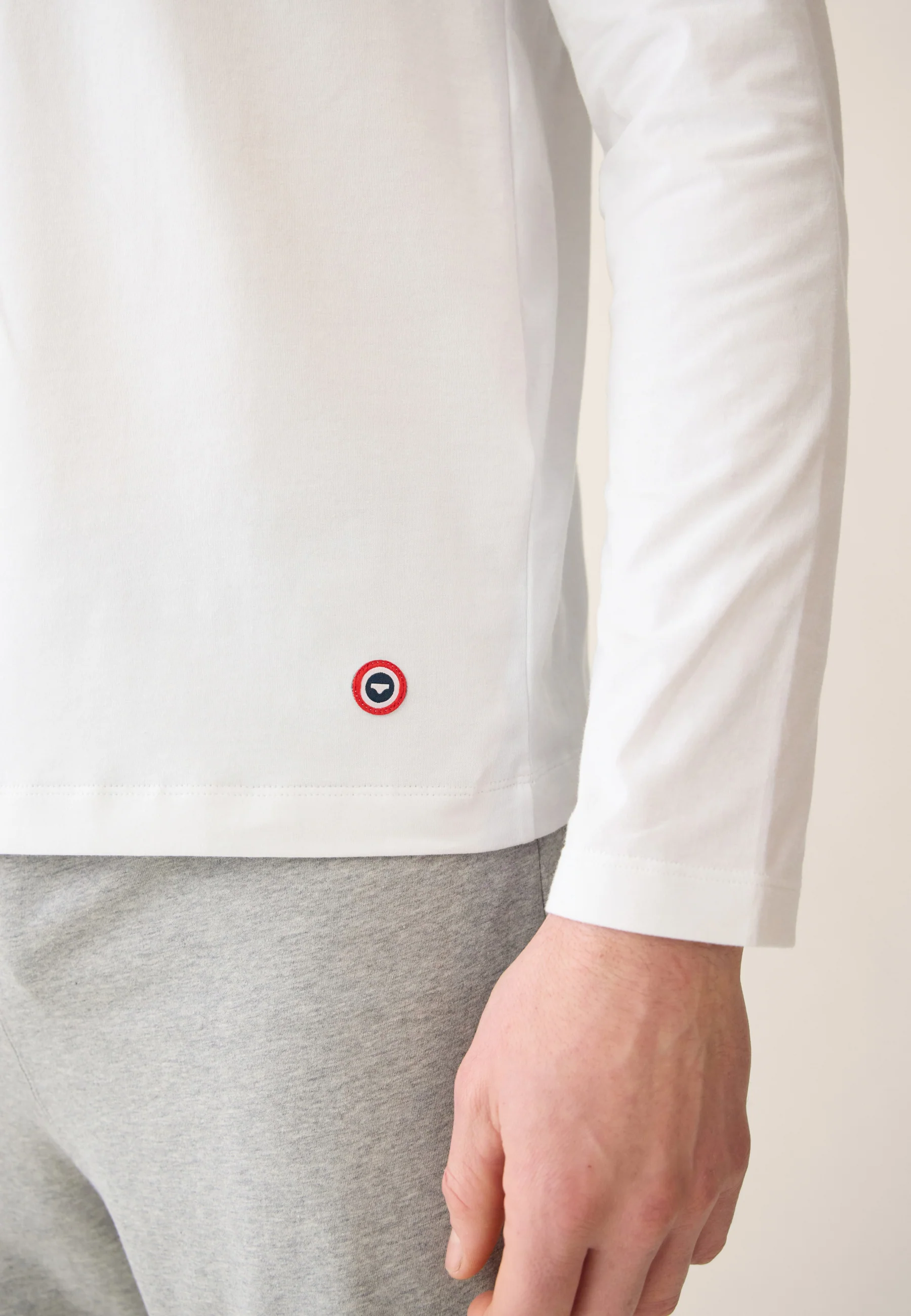 T-shirt homme blanc à manches longues en coton - Superbe Blanc - Image 3