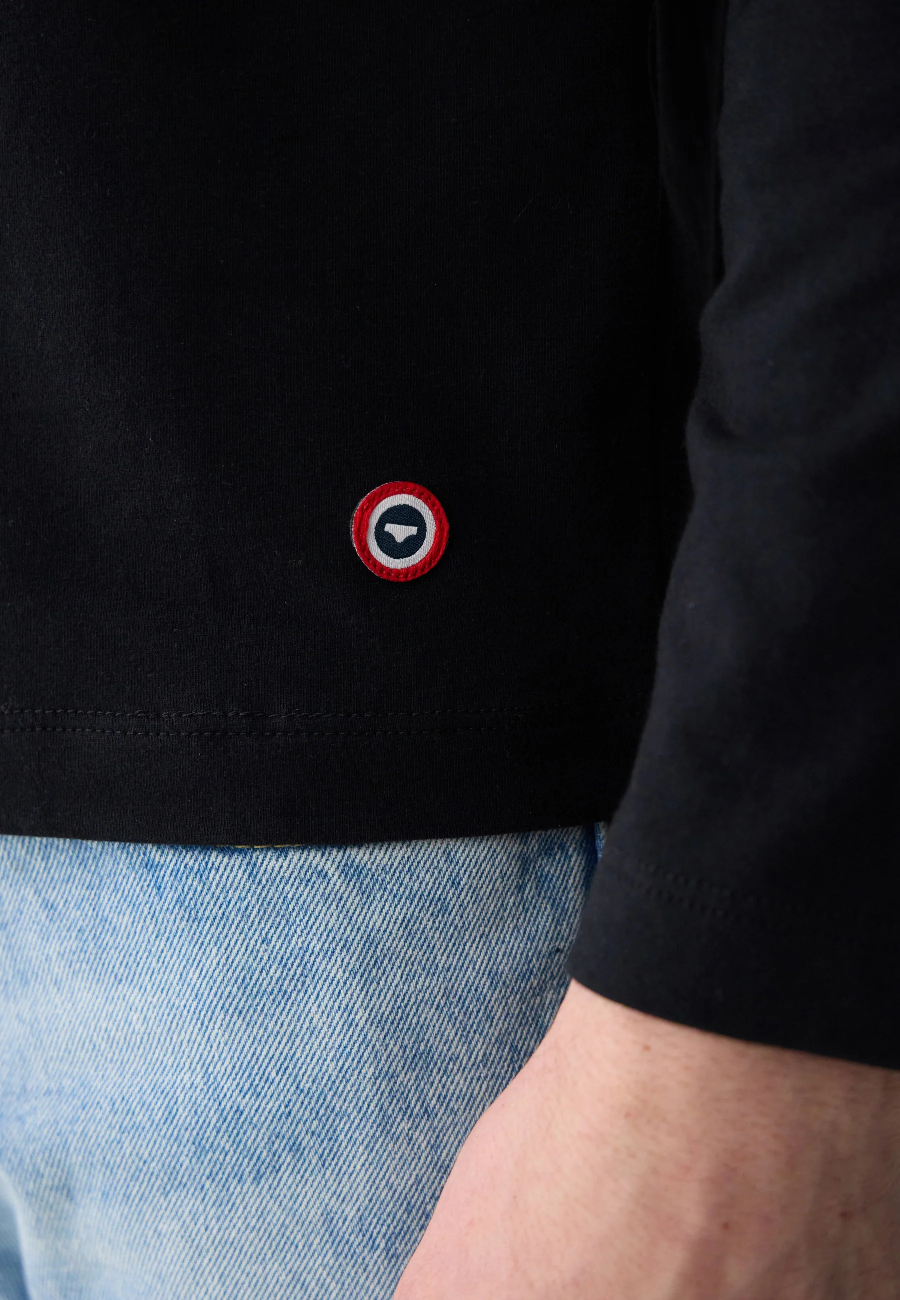 T-shirt homme noir à manches longues en coton - Superbe Noir - Image 3