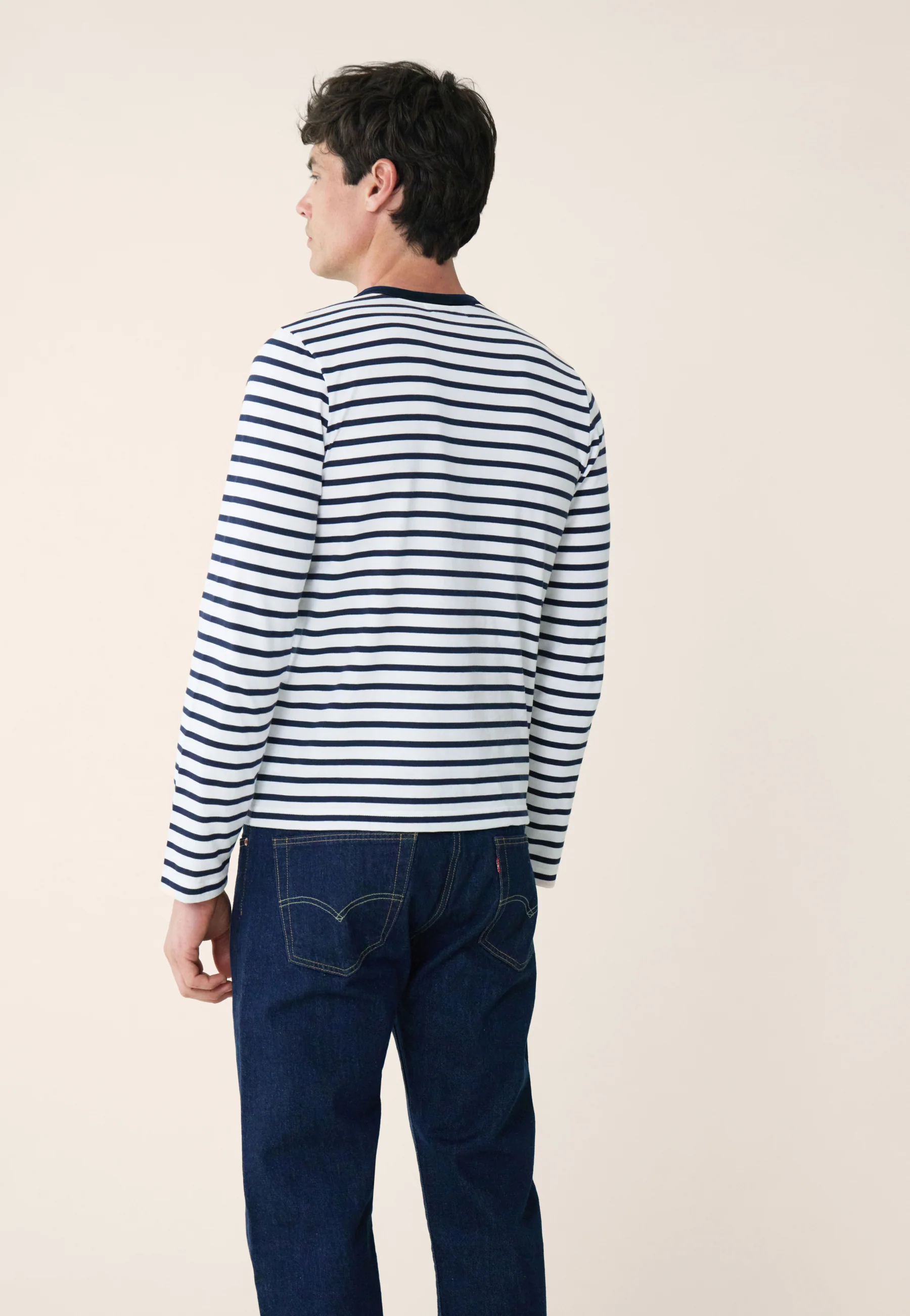 Marinière rayée bleue - T-shirt mixte marinière manches longues - Image 3